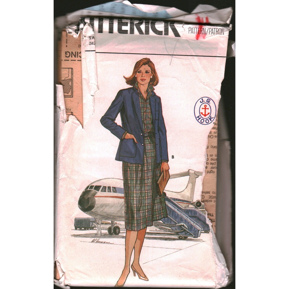 6356 Vintage Butterick J.G. Hook Sewing Pattern Misses Jacket Skirt Blouse 14